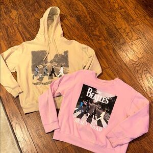 The Beatles Pink and Beige Sweatshirts